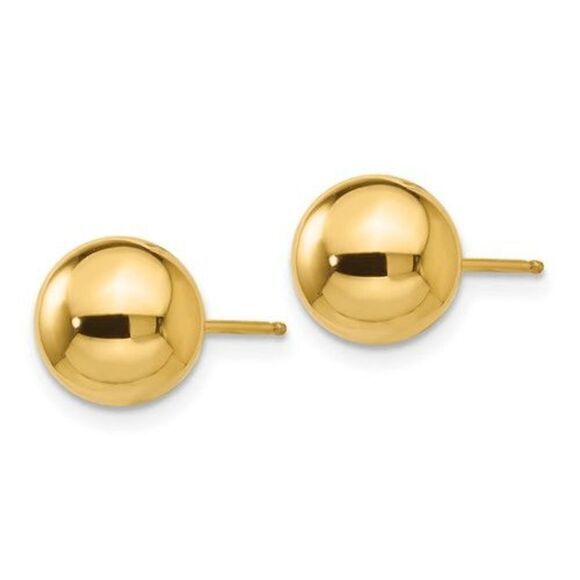 14k Gold 8mm Ball Earrings- Brand New